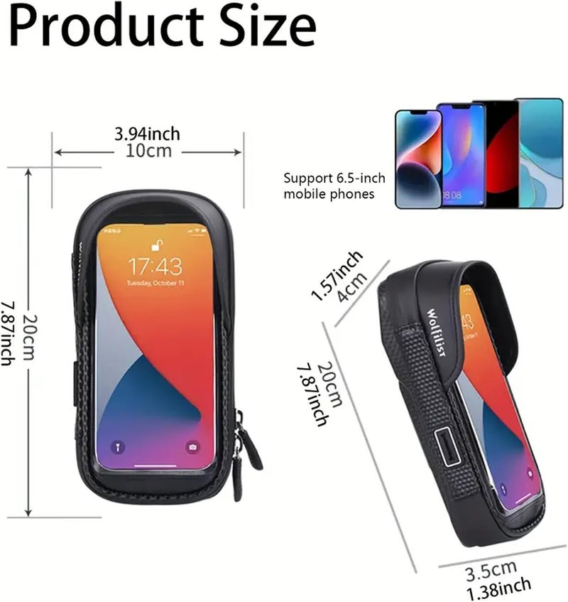 WOLFILIST Bike Phone Holder EVA Waterproof Bike Front Frame Bag Top Tube Bike Bag Bicycle Phone Mount Cycling Pouch with Rain Cover Bike Accessories Gifts for Cyclists Men - Image 2